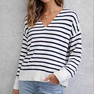 𝐍𝐖𝐓 | Kerri Rosenthal XOKR Stripe Embroidered “Next Smile’s On You“ Sweater